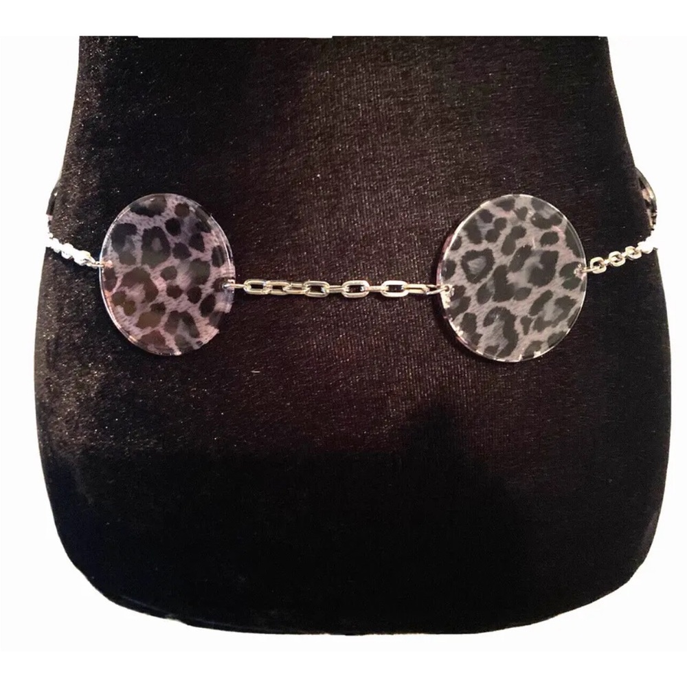 Vintage‎ Chain Belt Leopard Print Lucite Discs